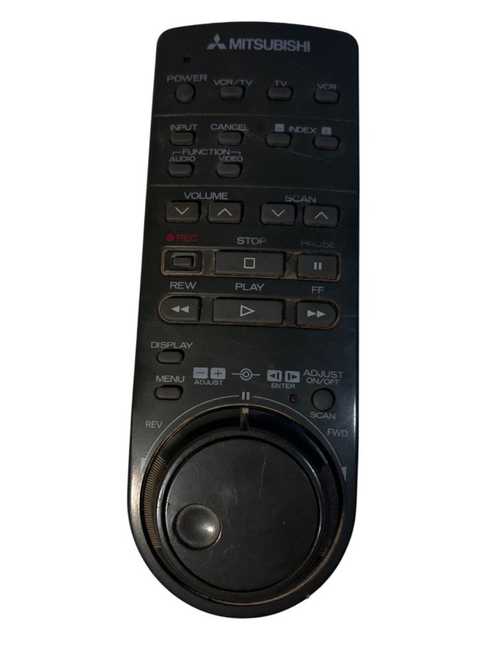Mitsubishi VCR Remote Control Black Model 152A With Jog Dial Tested OEM
